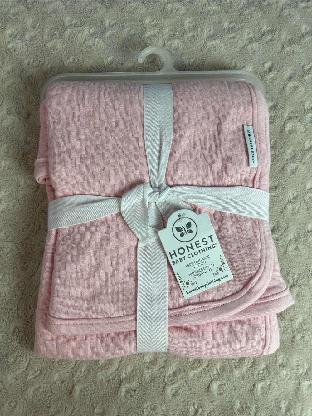 Honest Baby Pink Matelassé Receiving Blanket Organic Cotton NEW